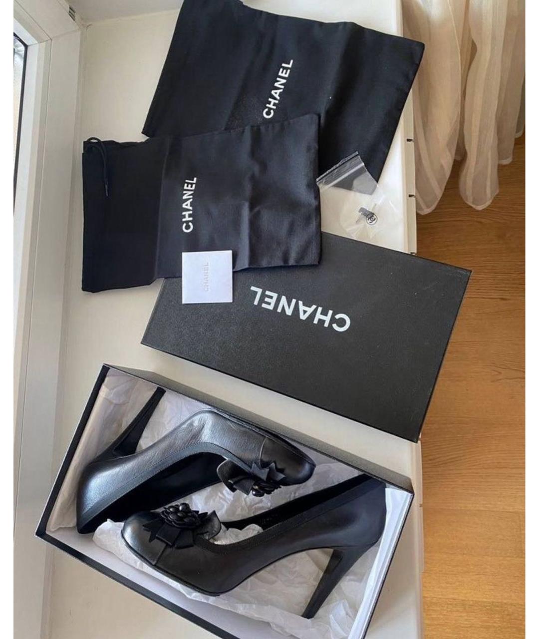 CHANEL Черные кожаные туфли, фото 3