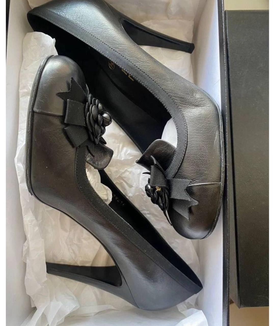 CHANEL Черные кожаные туфли, фото 2