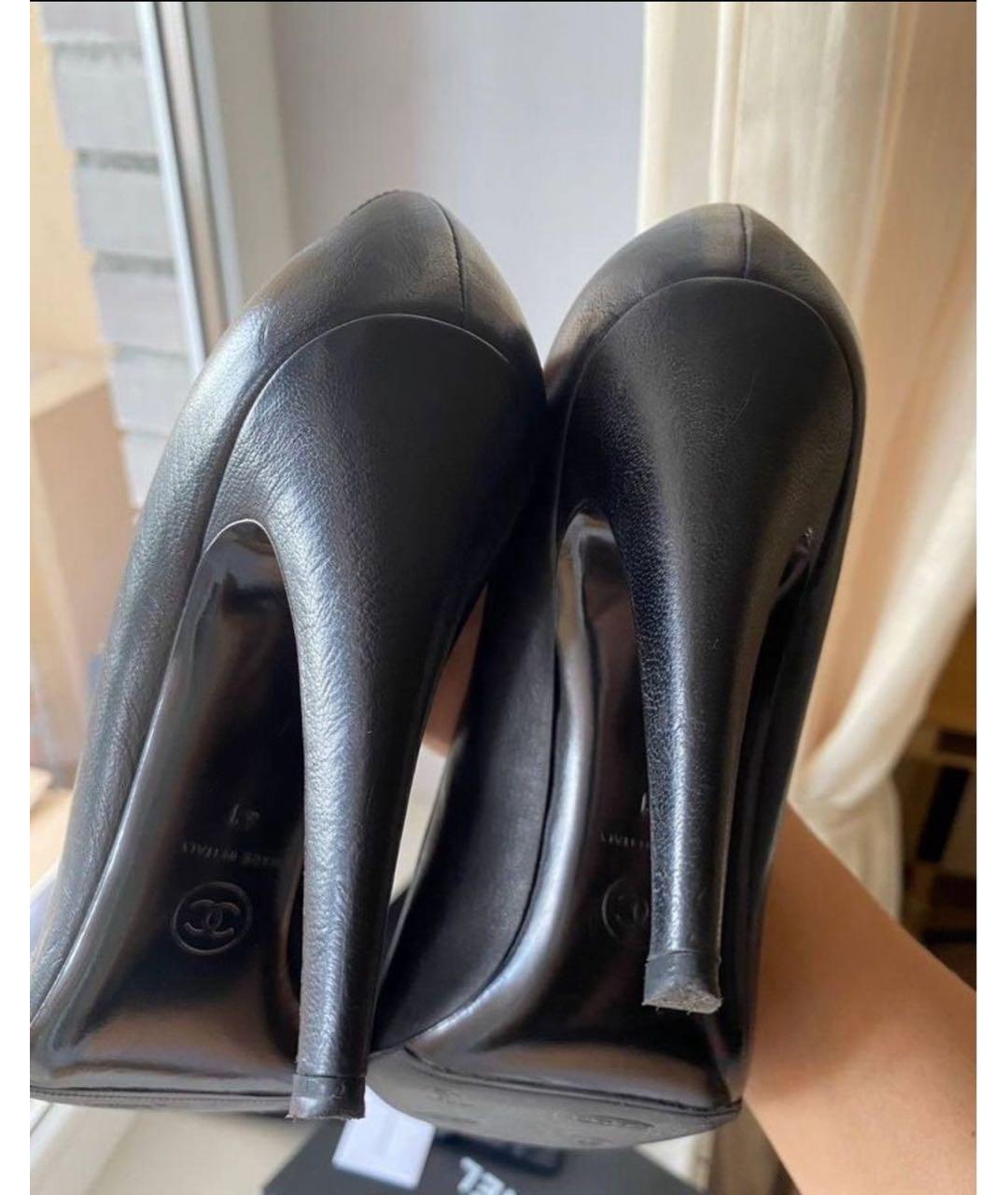CHANEL Черные кожаные туфли, фото 6