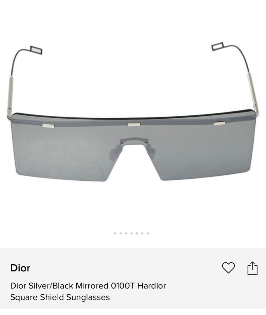 CHRISTIAN DIOR Серебряные металлические солнцезащитные очки, фото 6