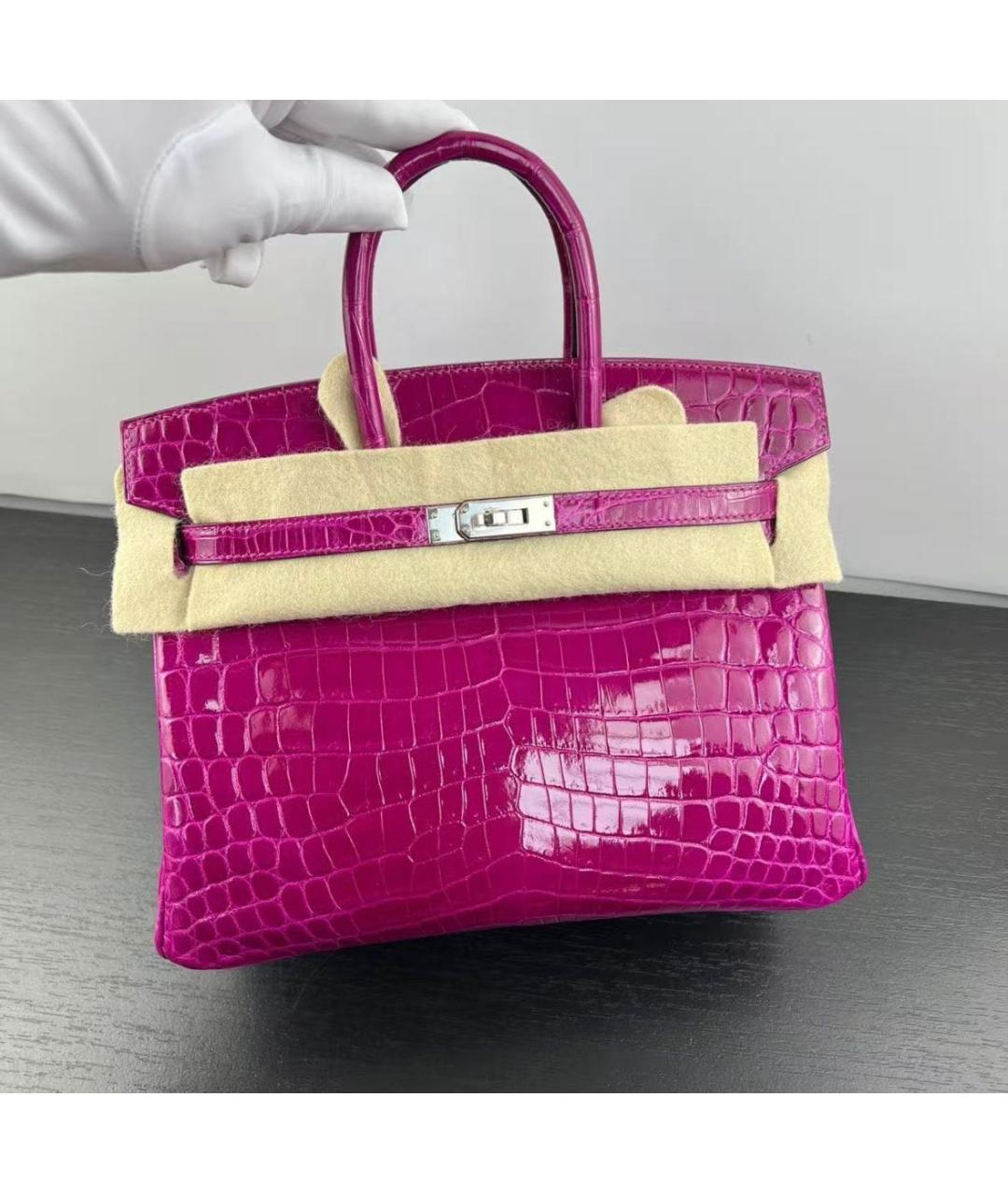 HERMES Фуксия сумка с короткими ручками из экзотической кожи, фото 2