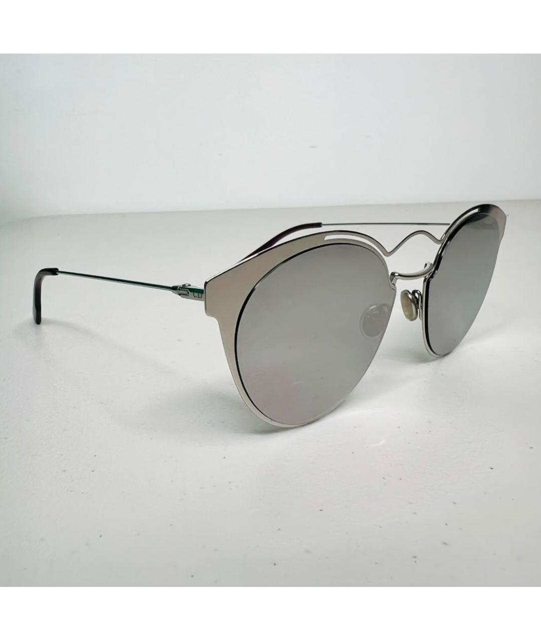 CHRISTIAN DIOR Серебряные металлические солнцезащитные очки, фото 8