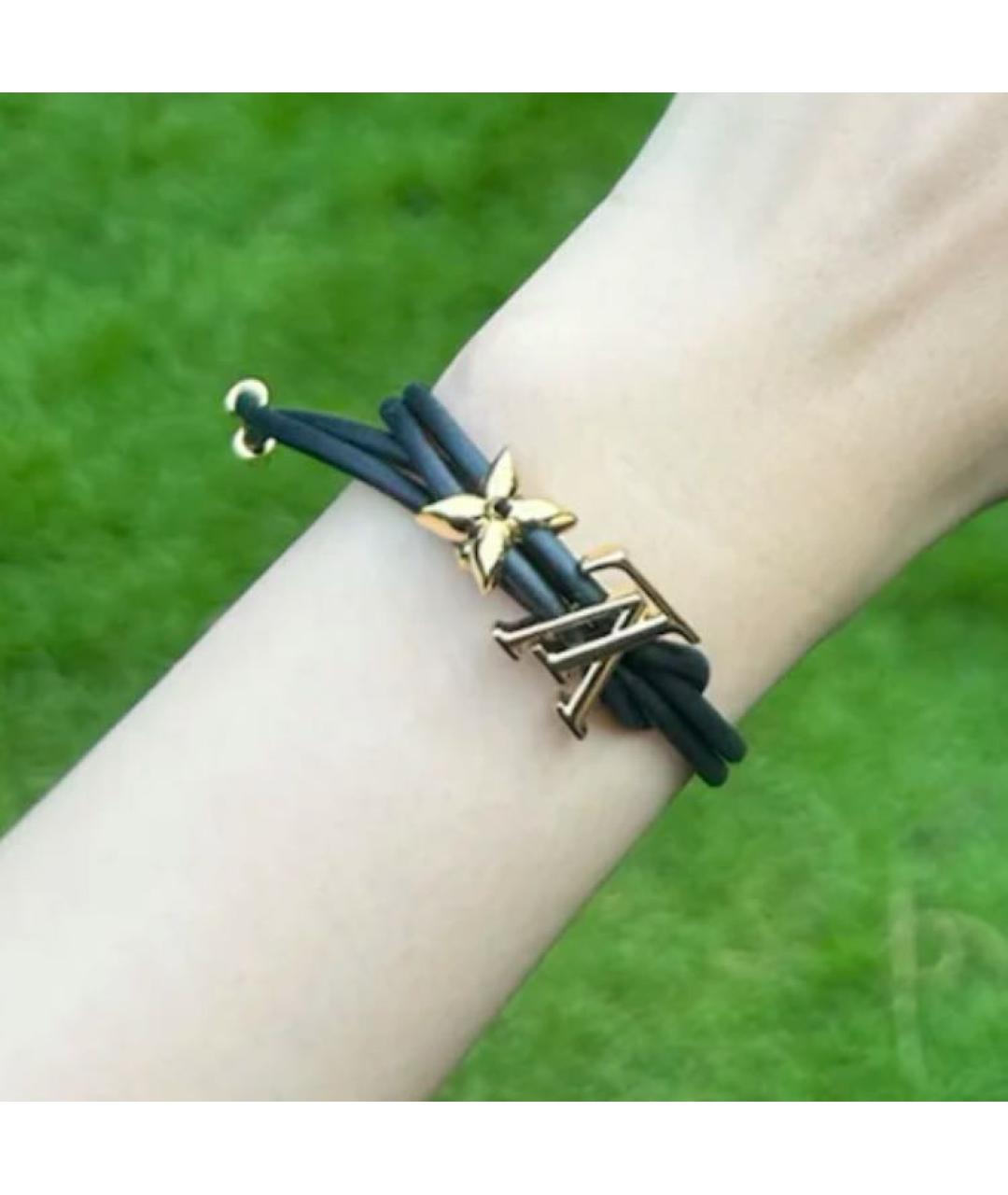 LOUIS VUITTON Черный кожаный браслет, фото 2