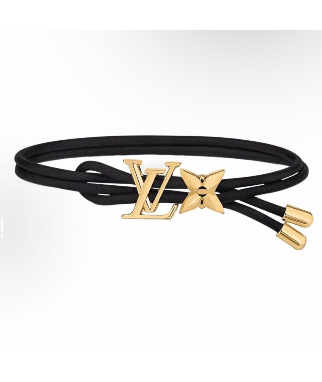 LOUIS VUITTON Черный кожаный браслет, фото 3
