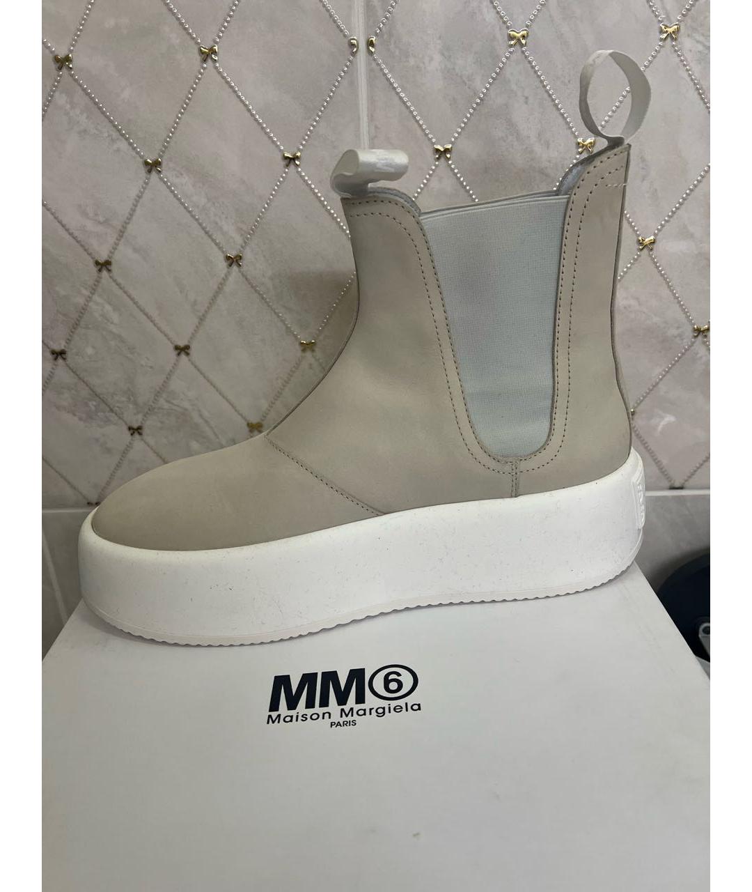 MAISON MARGIELA Бежевые замшевые сапоги, фото 5