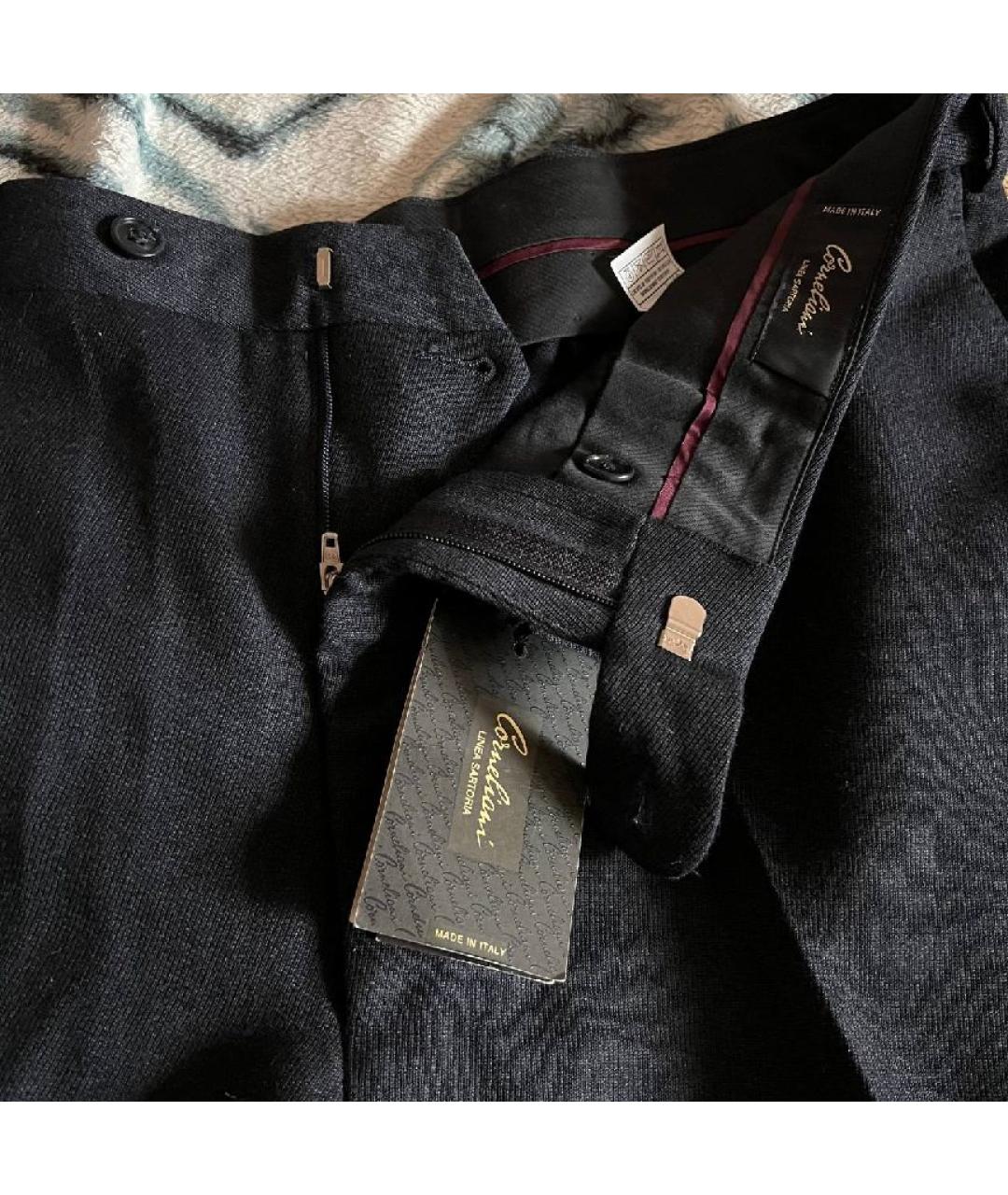 CORNELIANI Темно-синие шерстяные классические брюки, фото 7