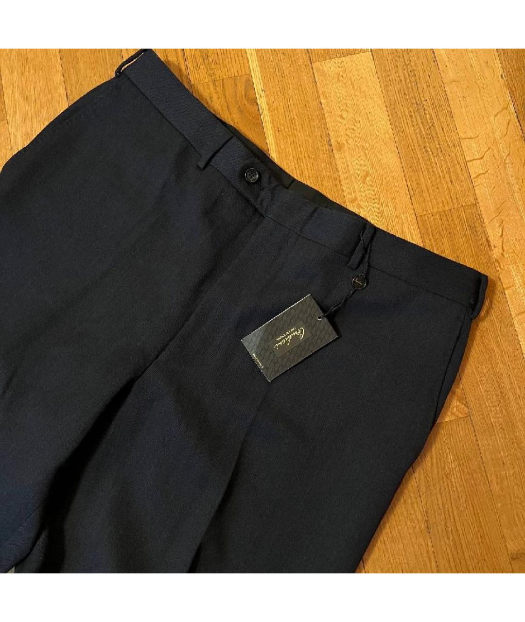 CORNELIANI Темно-синие шерстяные классические брюки, фото 3