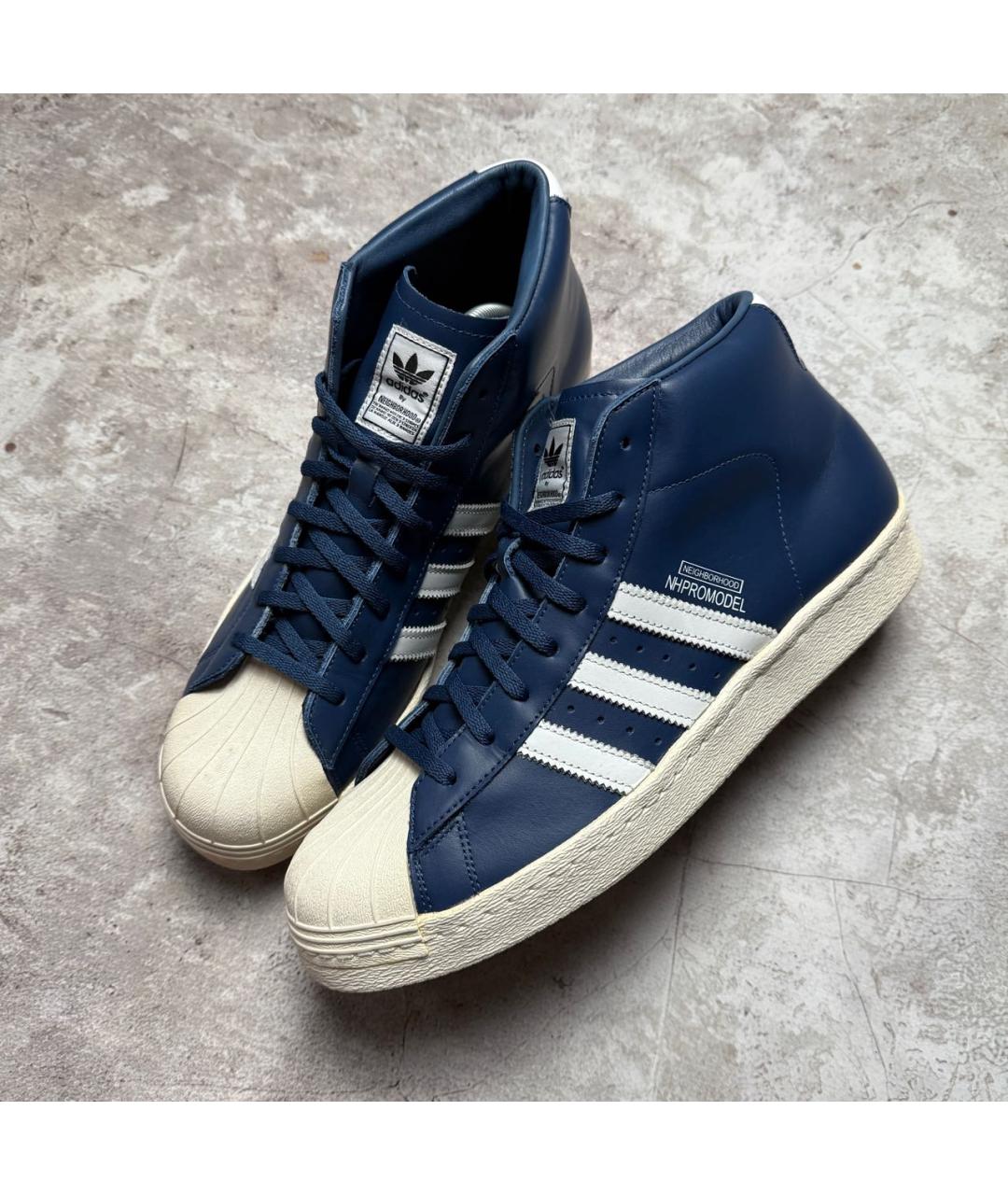 NEIGHBORHOOD Темно-синие кожаные высокие кроссовки / кеды, фото 2