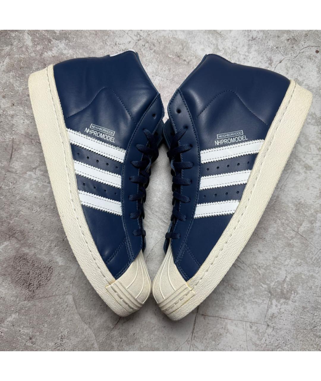 NEIGHBORHOOD Темно-синие кожаные высокие кроссовки / кеды, фото 4
