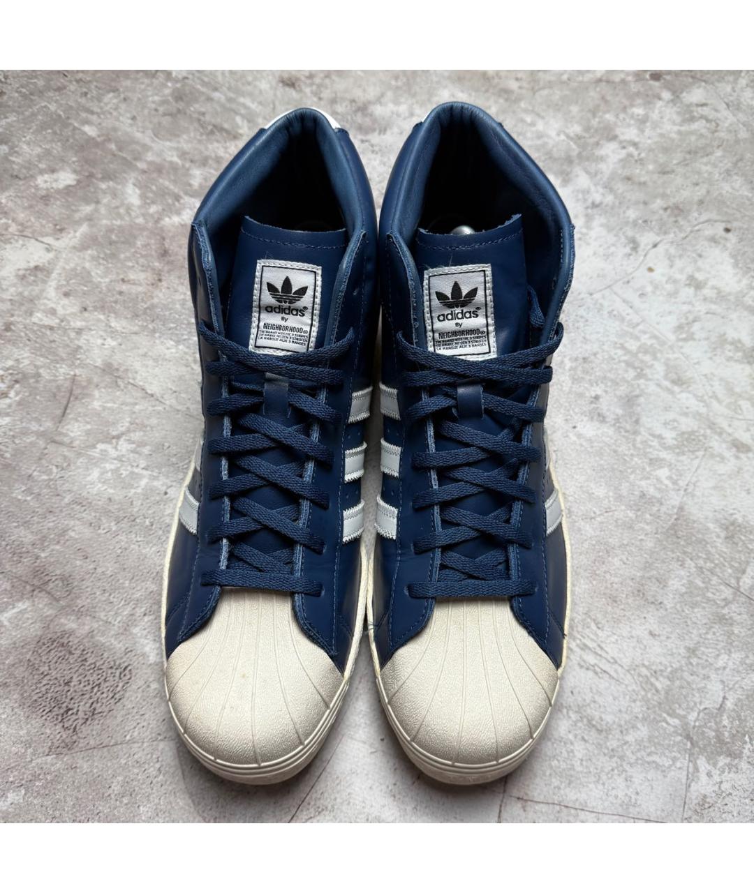 NEIGHBORHOOD Темно-синие кожаные высокие кроссовки / кеды, фото 3