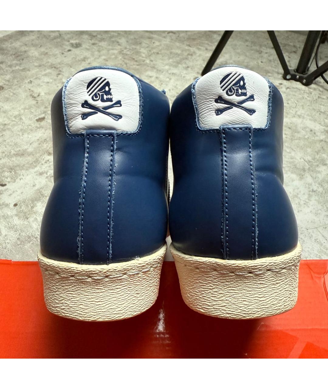 NEIGHBORHOOD Темно-синие кожаные высокие кроссовки / кеды, фото 6