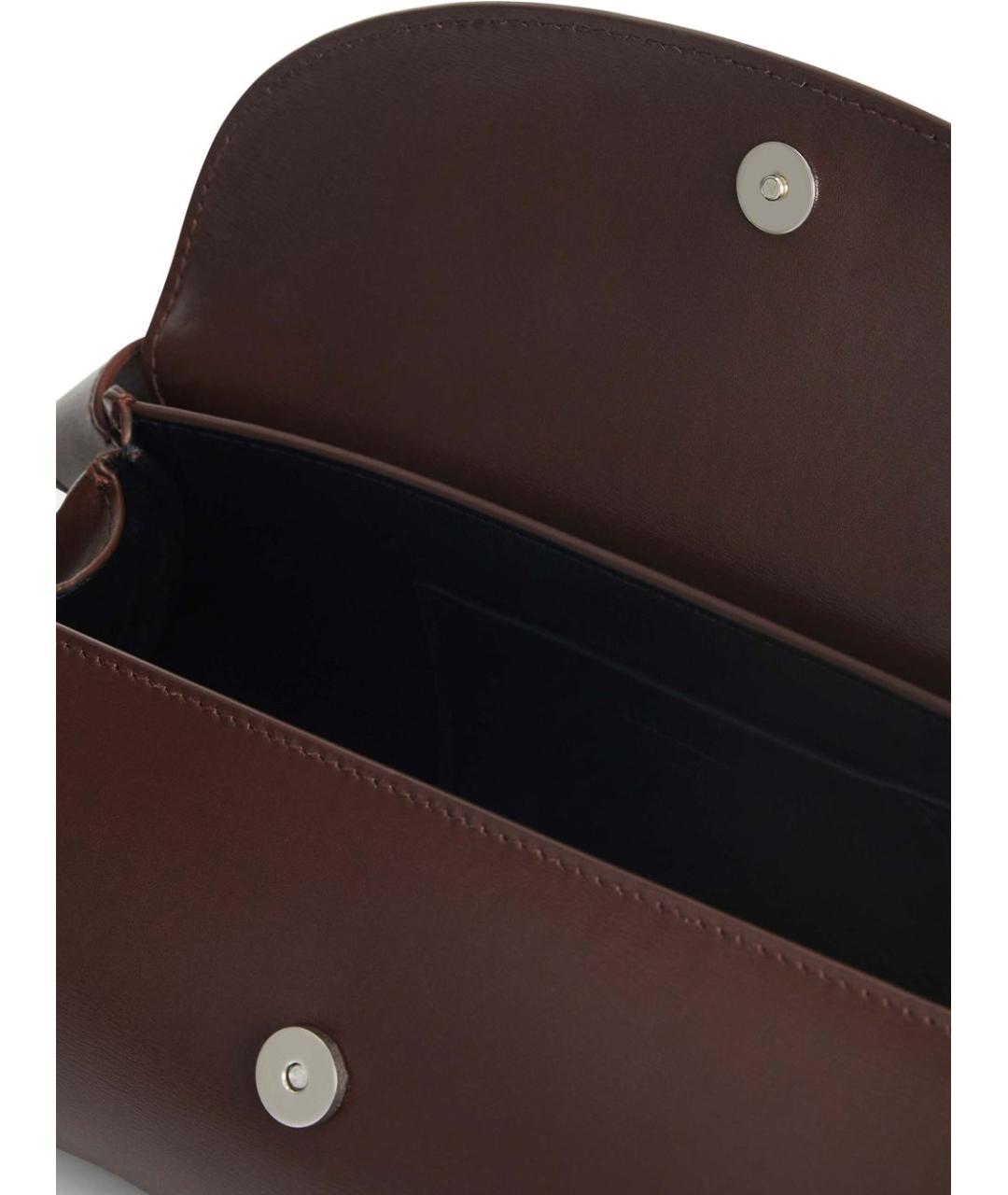 JIL SANDER Коричневая кожаная сумка с короткими ручками, фото 5