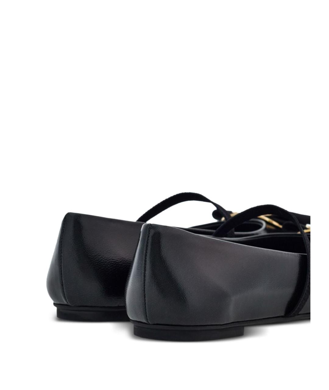FERRAGAMO Черные кожаные балетки, фото 4