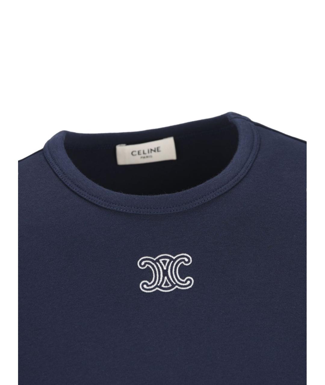 CELINE Синяя хлопковая футболка, фото 3