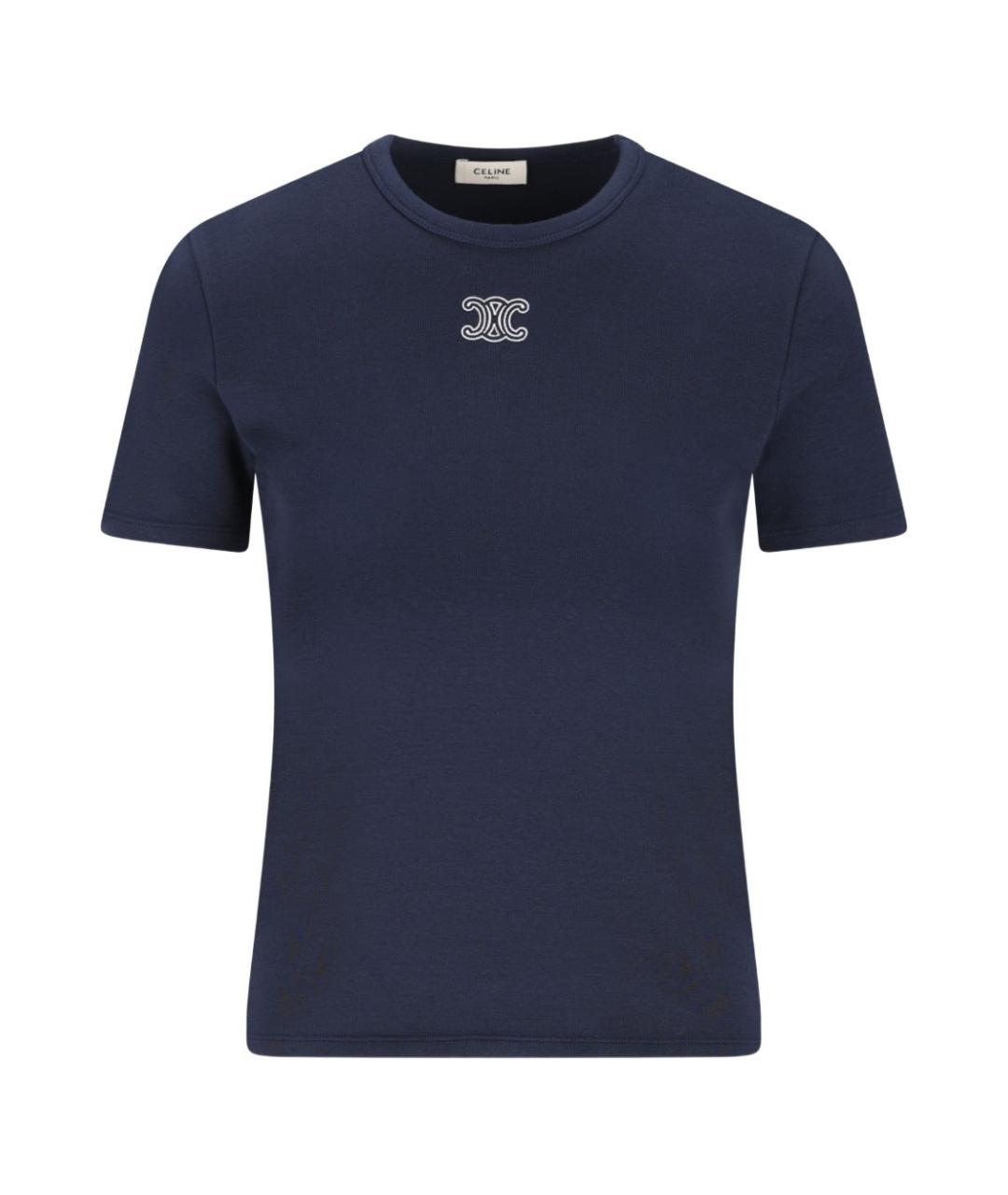 CELINE Синяя хлопковая футболка, фото 1
