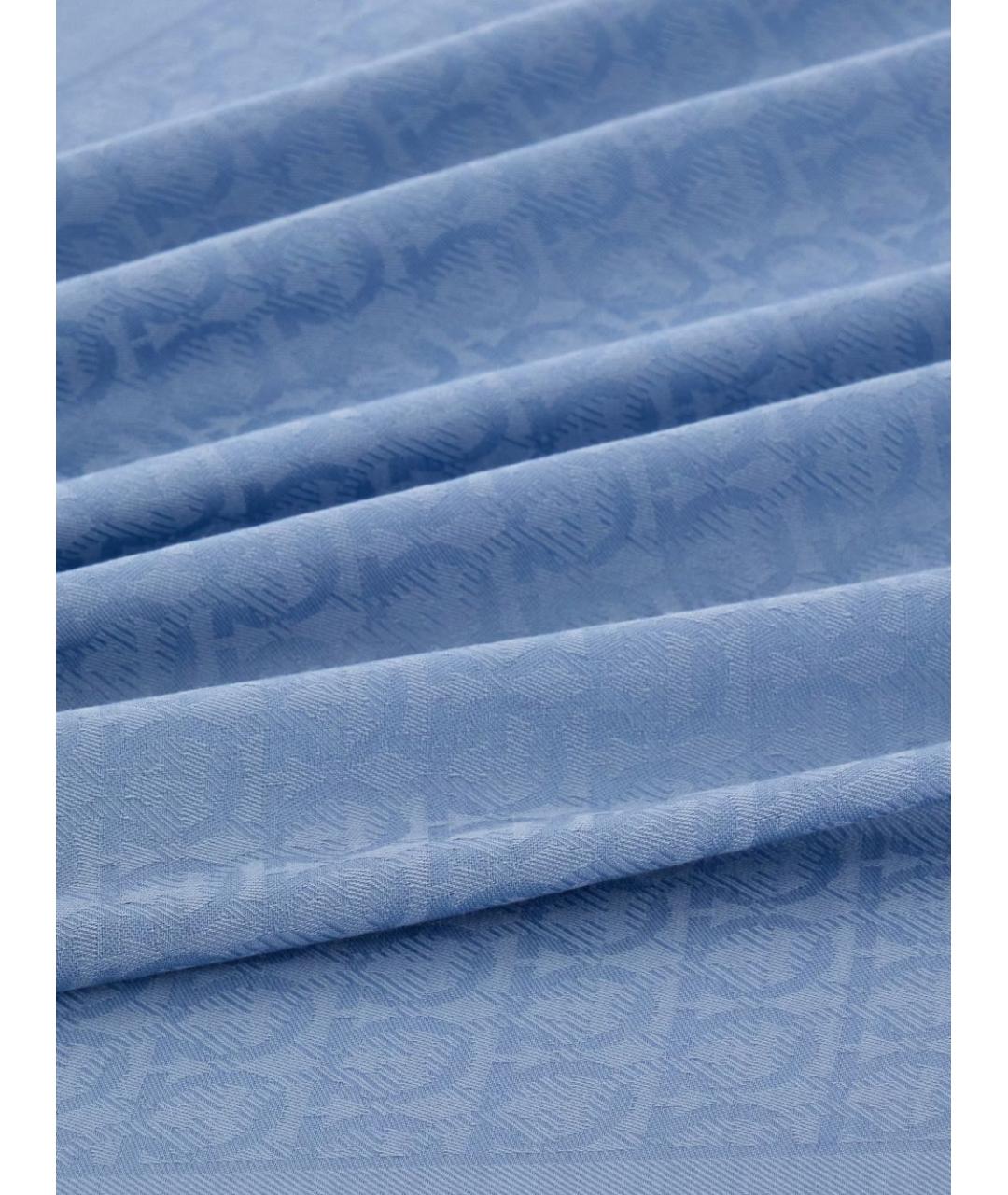 FERRAGAMO Голубой шерстяной шарф, фото 4