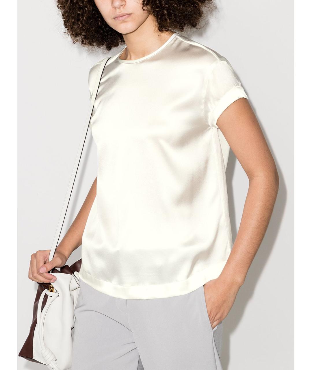 BRUNELLO CUCINELLI Белая шелковая футболка, фото 2