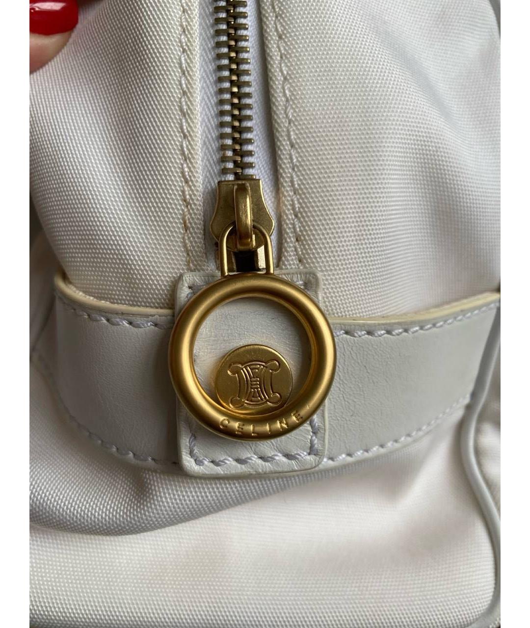CELINE Белая кожаная сумка с короткими ручками, фото 7