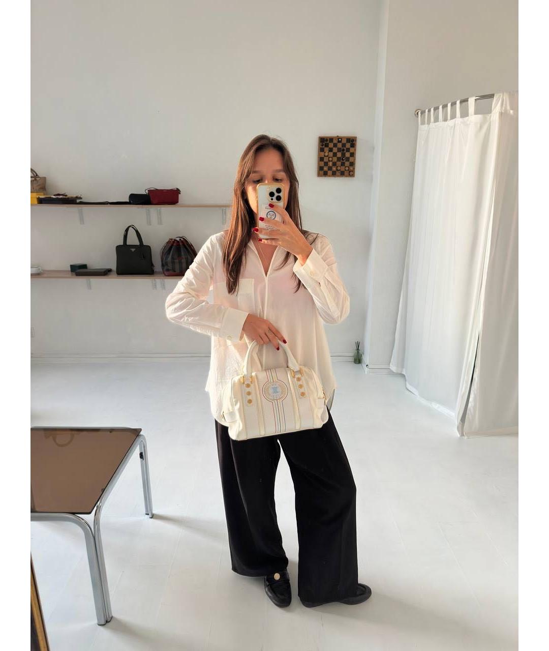 CELINE Белая кожаная сумка с короткими ручками, фото 3