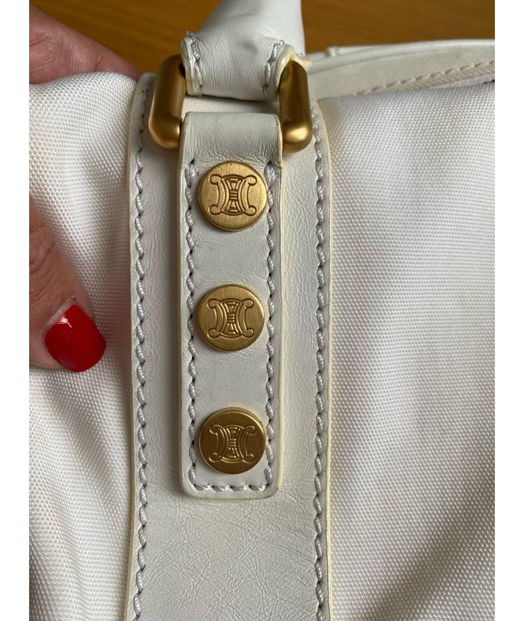 CELINE Белая кожаная сумка с короткими ручками, фото 6