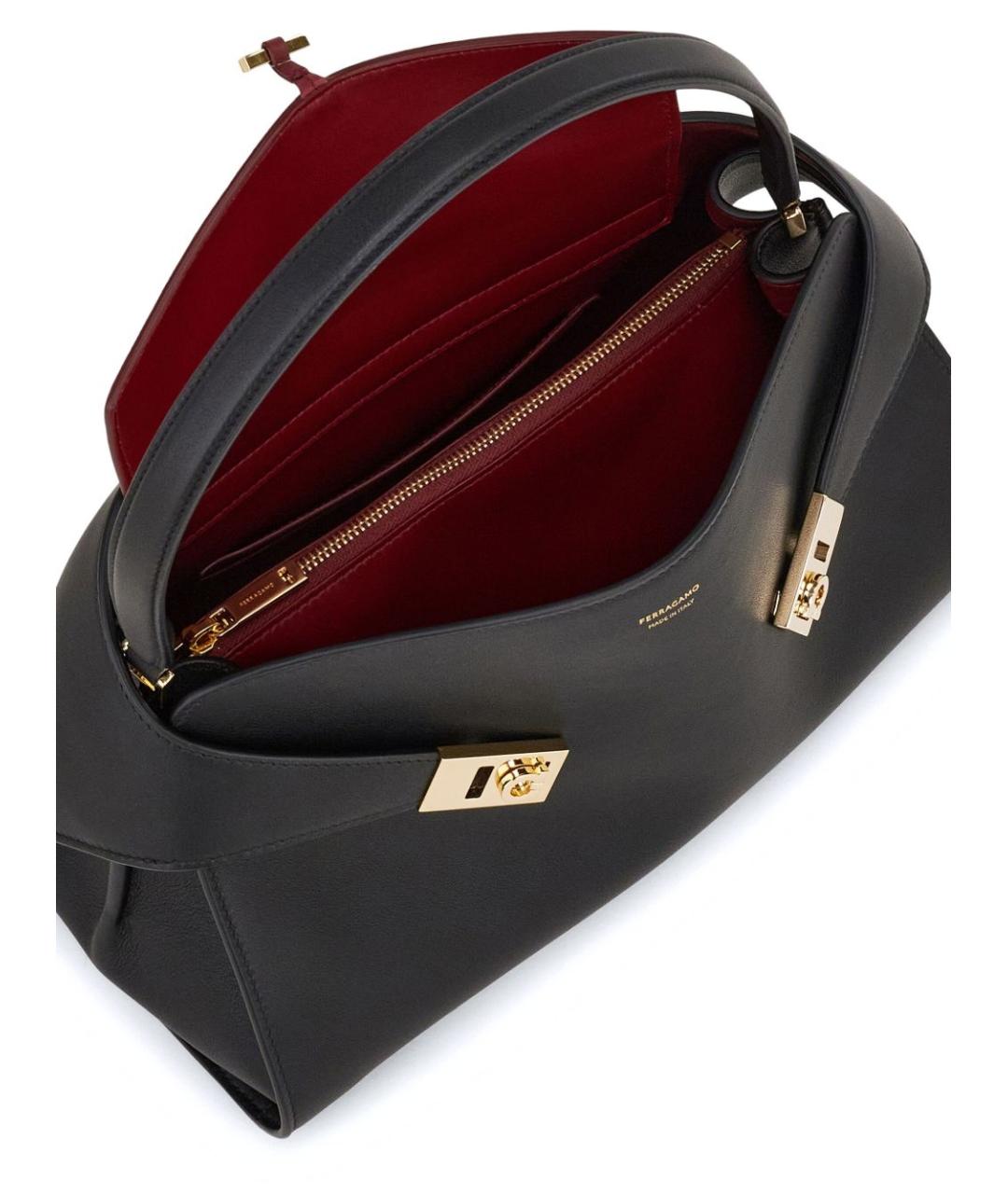 FERRAGAMO Черная кожаная сумка тоут, фото 3