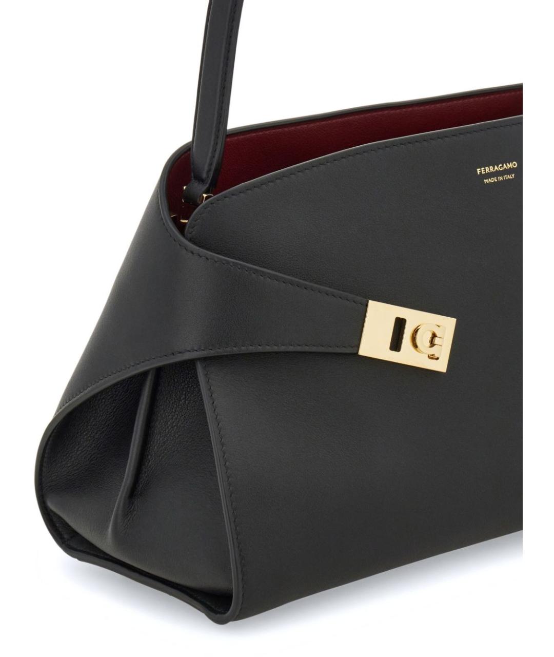 FERRAGAMO Черная кожаная сумка тоут, фото 4