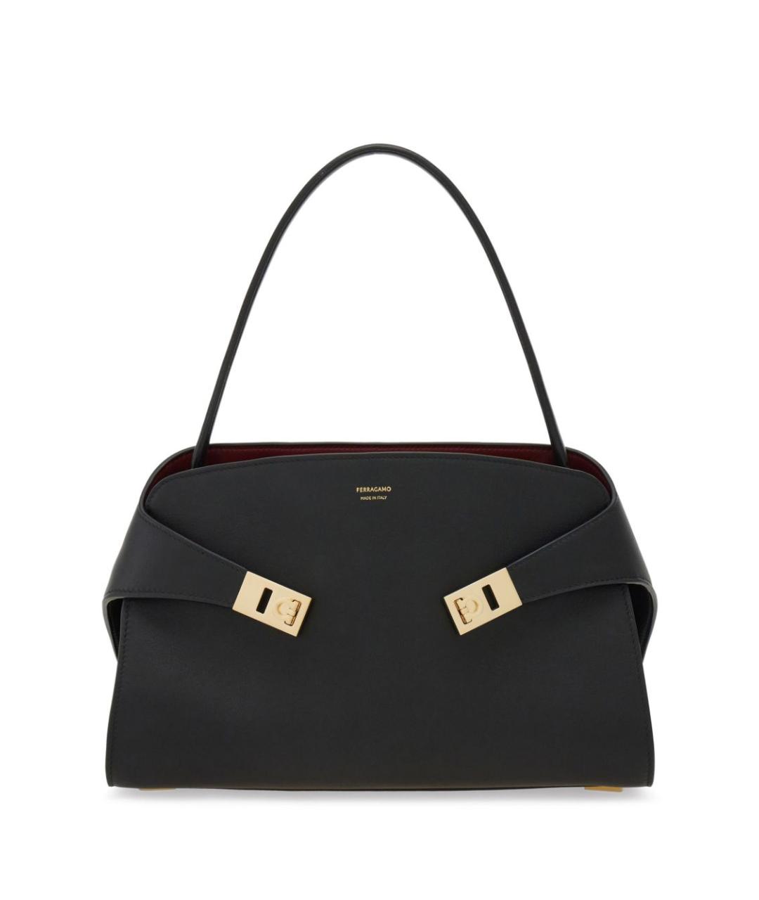 FERRAGAMO Черная кожаная сумка тоут, фото 1