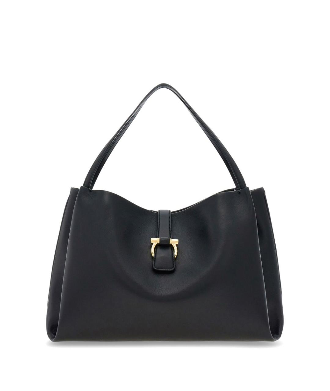 FERRAGAMO Черная кожаная сумка тоут, фото 1