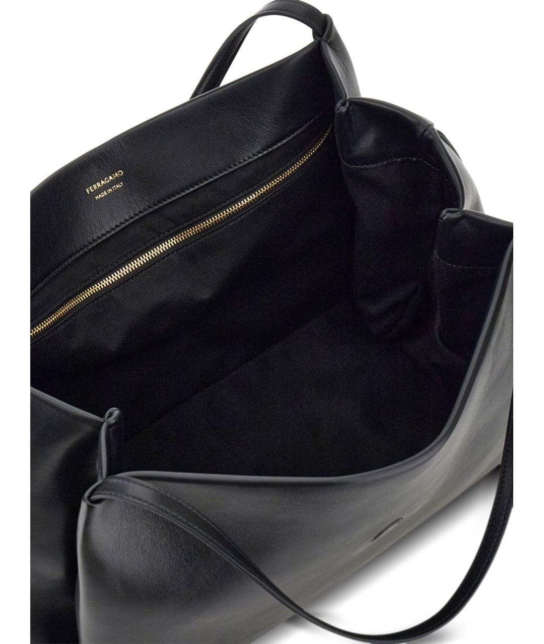 FERRAGAMO Черная кожаная сумка тоут, фото 6