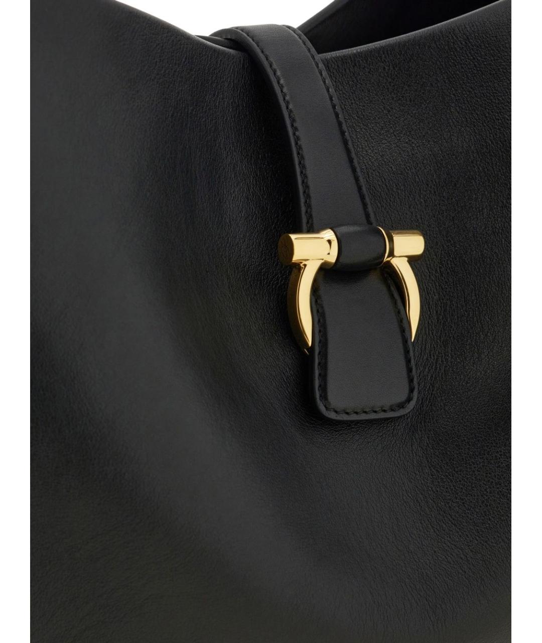 FERRAGAMO Черная кожаная сумка тоут, фото 3