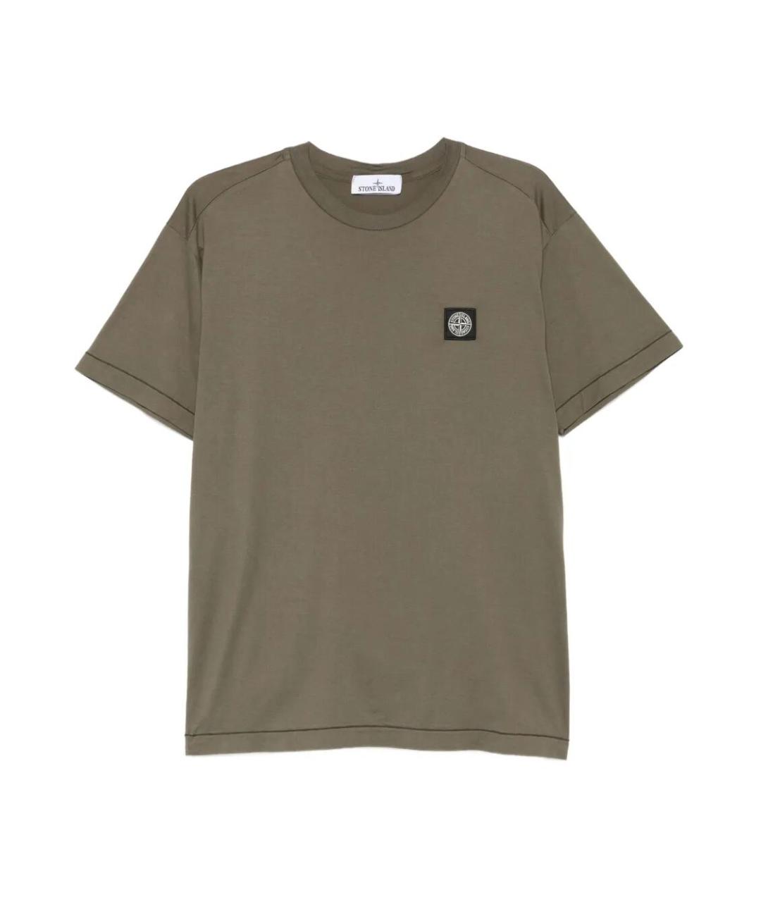 STONE ISLAND Зеленая хлопковая футболка, фото 1