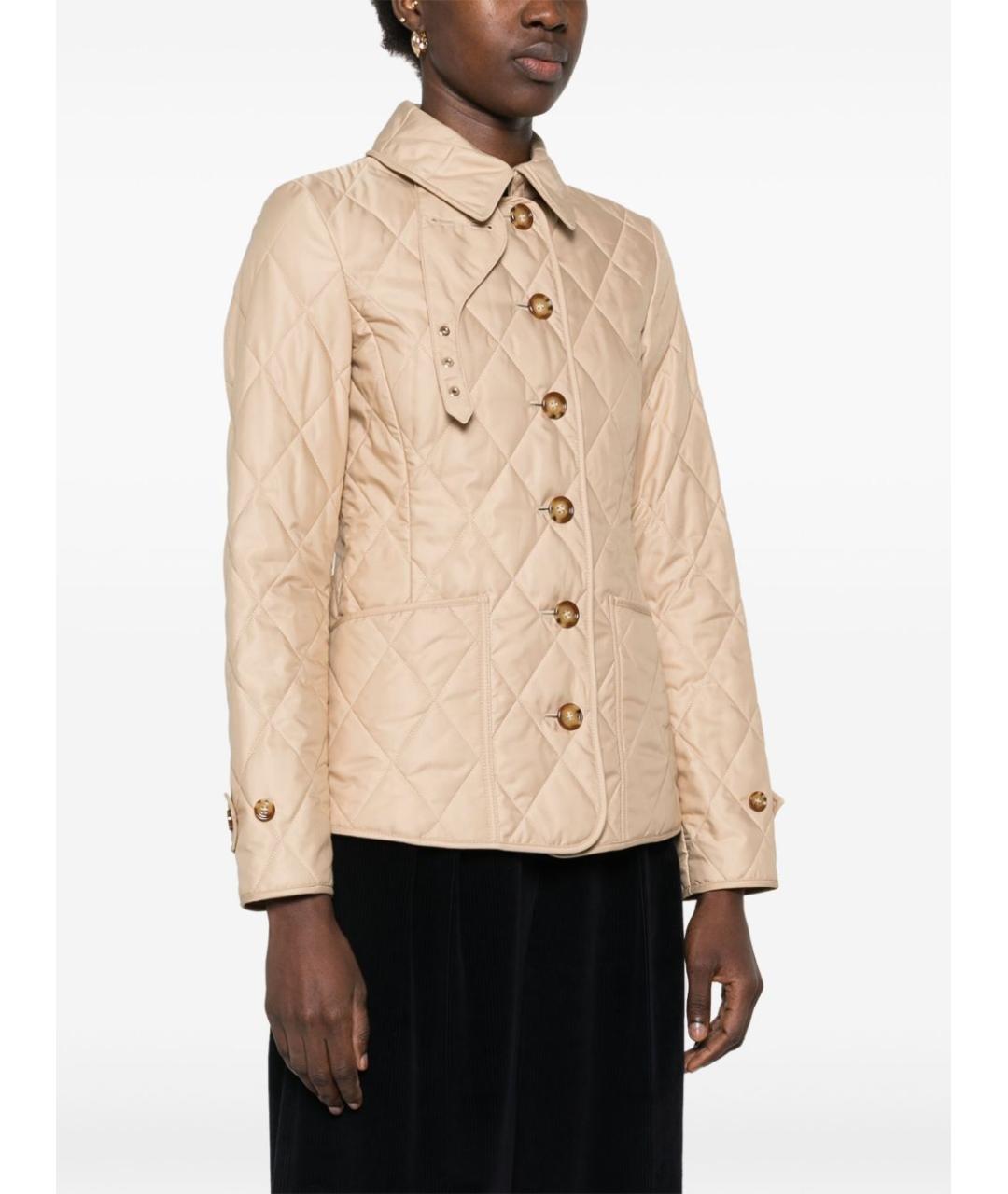 BURBERRY Бежевая полиэстеровая куртка, фото 4