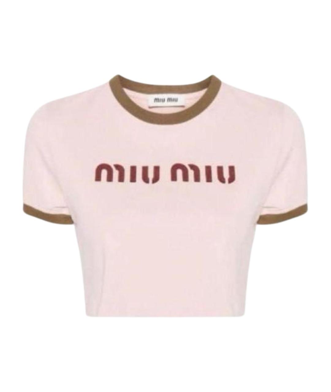 MIU MIU Розовая хлопковая футболка, фото 5