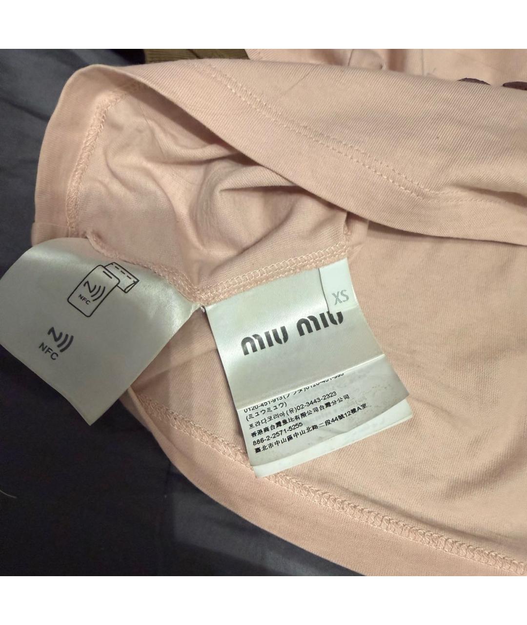 MIU MIU Розовая хлопковая футболка, фото 4