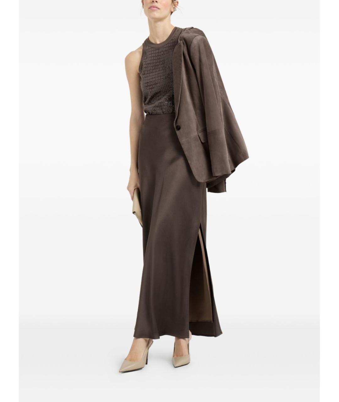 BRUNELLO CUCINELLI Коричневая хлопковая майка, фото 4