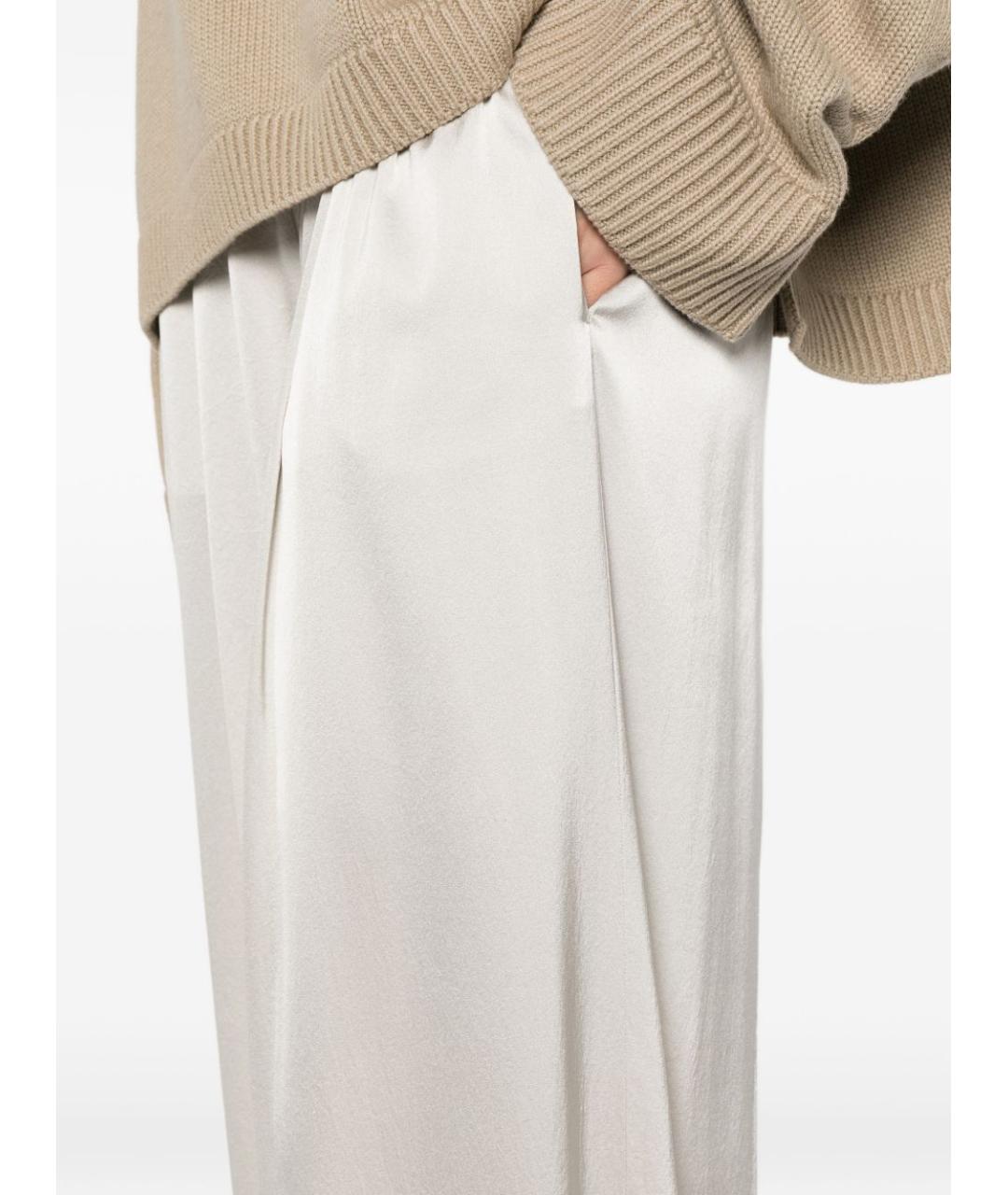 FORTE FORTE Белые шелковые прямые брюки, фото 2