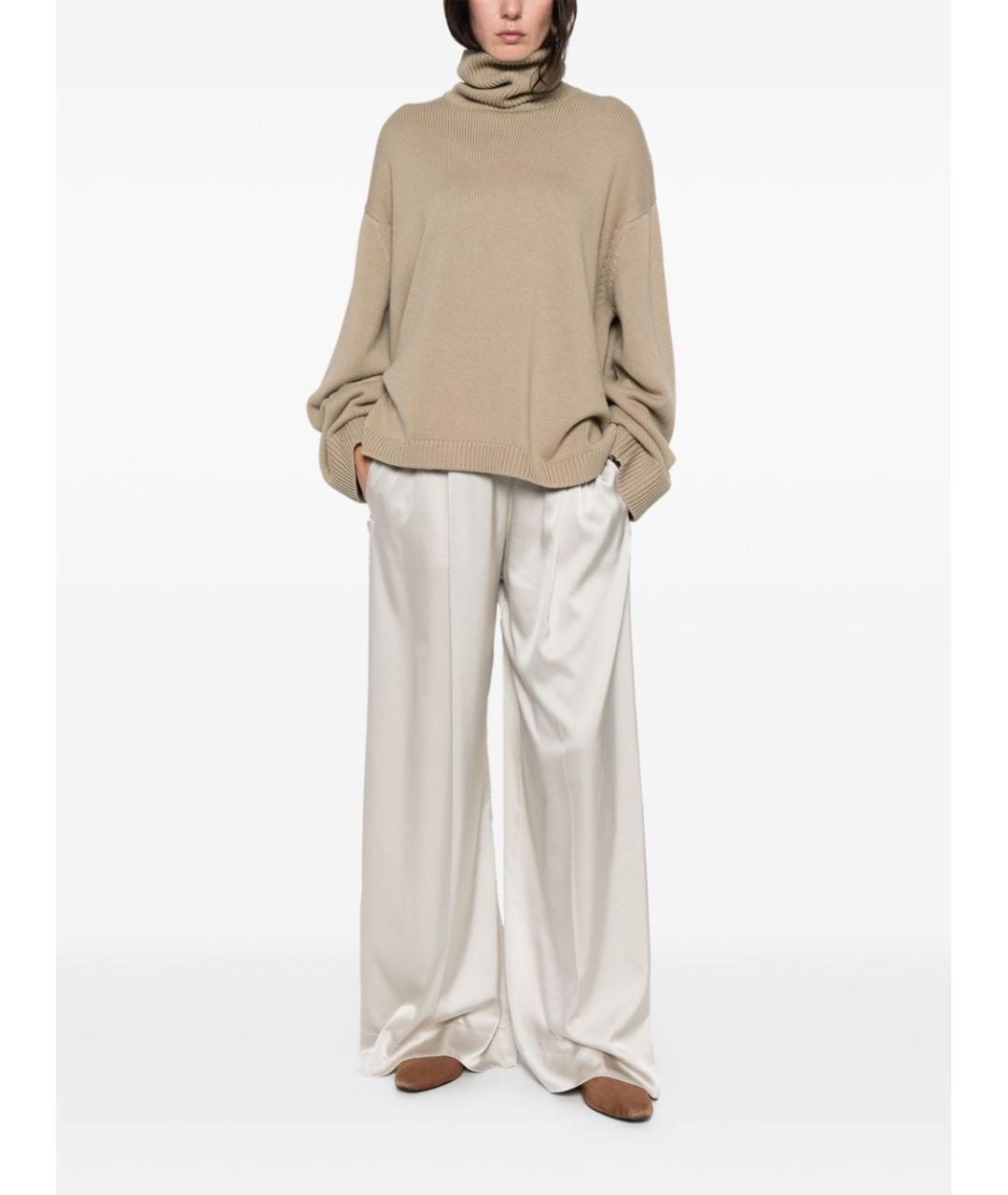 FORTE FORTE Белые шелковые прямые брюки, фото 5