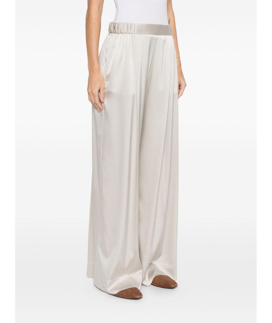 FORTE FORTE Белые шелковые прямые брюки, фото 3