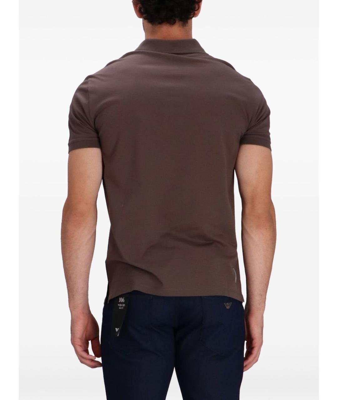 EMPORIO ARMANI Коричневое хлопковое поло с коротким рукавом, фото 2