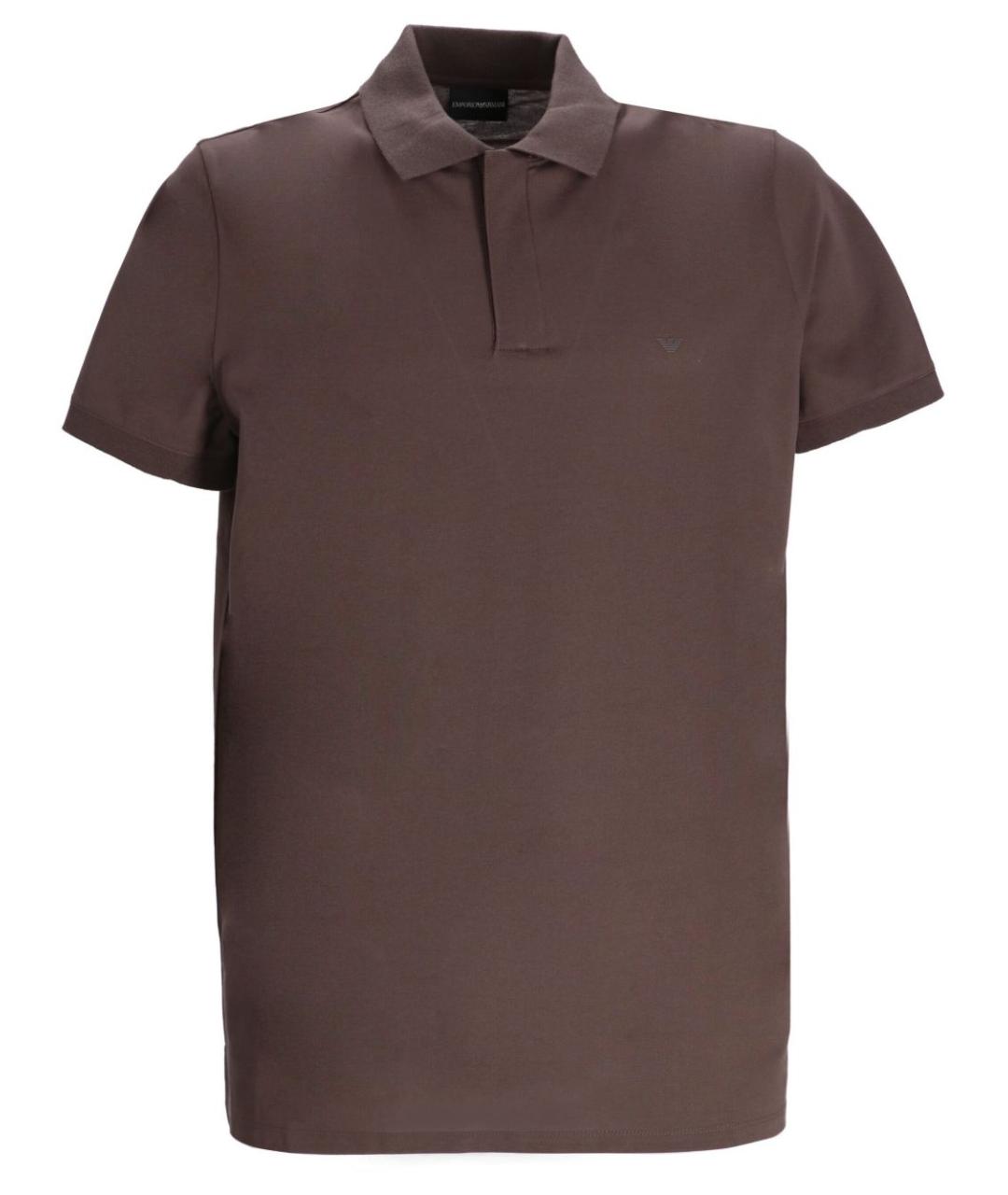 EMPORIO ARMANI Коричневое хлопковое поло с коротким рукавом, фото 1