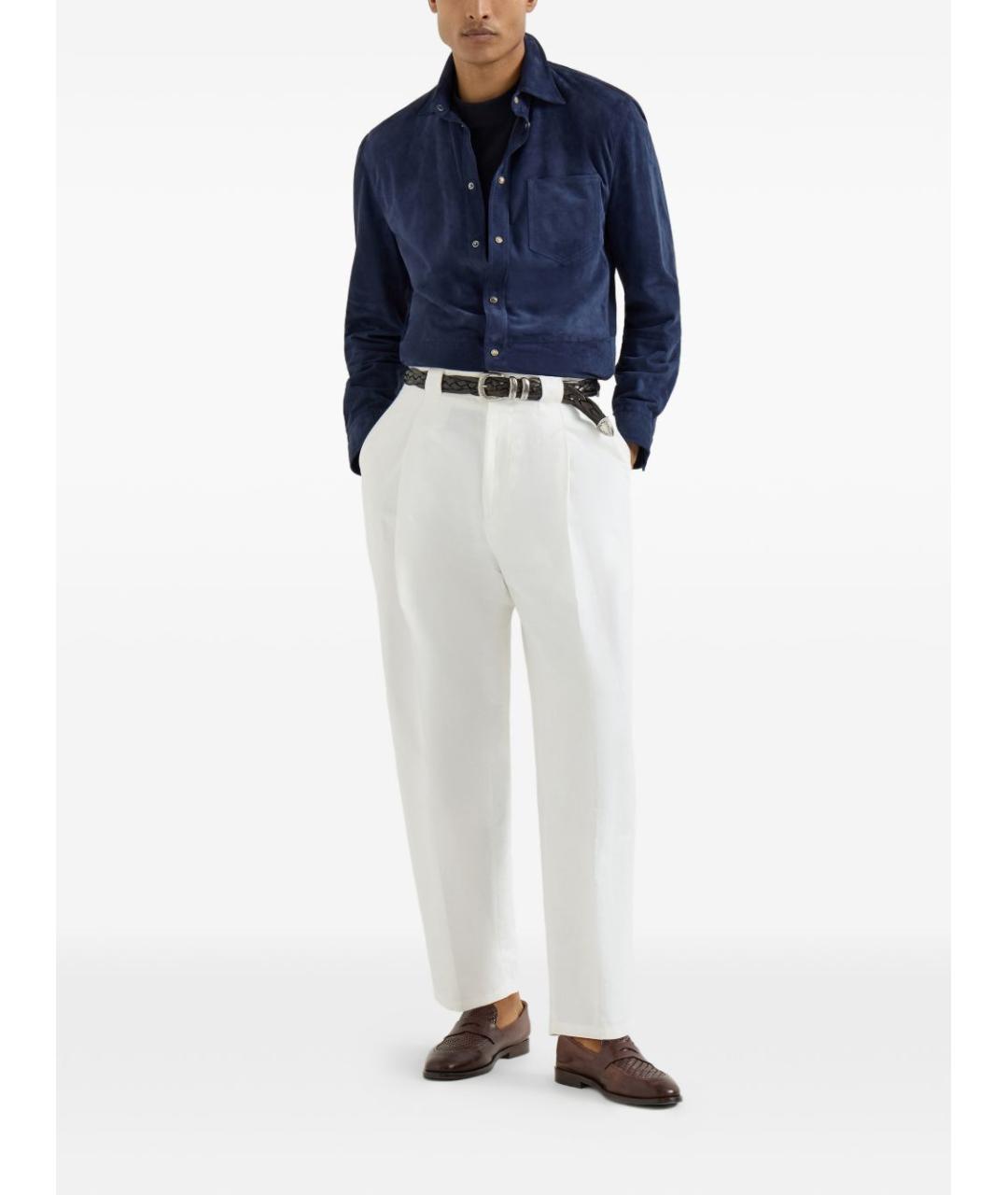 BRUNELLO CUCINELLI Синяя кэжуал рубашка, фото 5