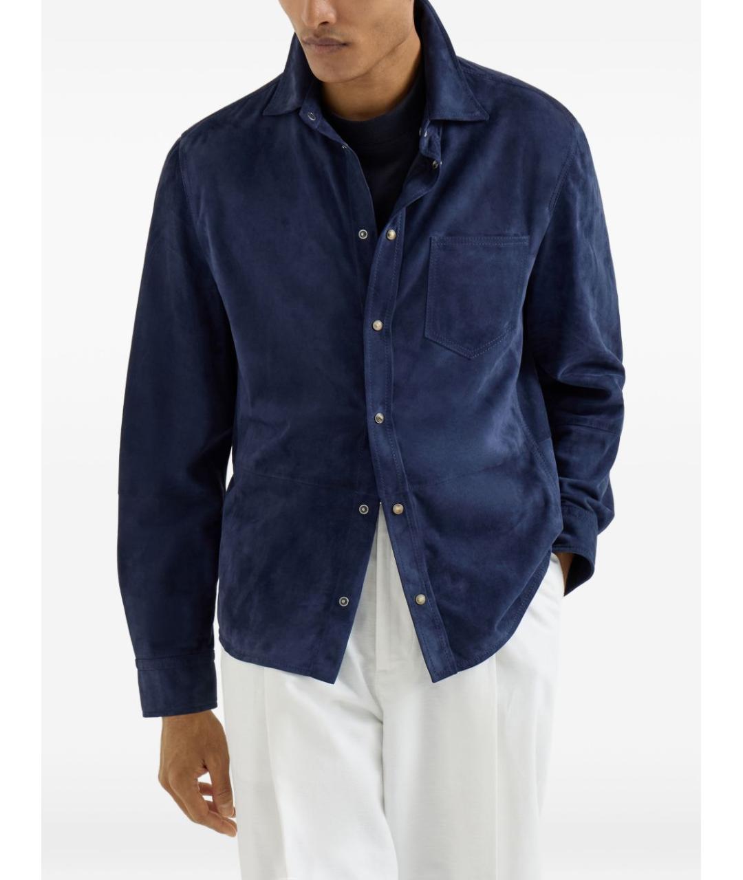 BRUNELLO CUCINELLI Синяя кэжуал рубашка, фото 3
