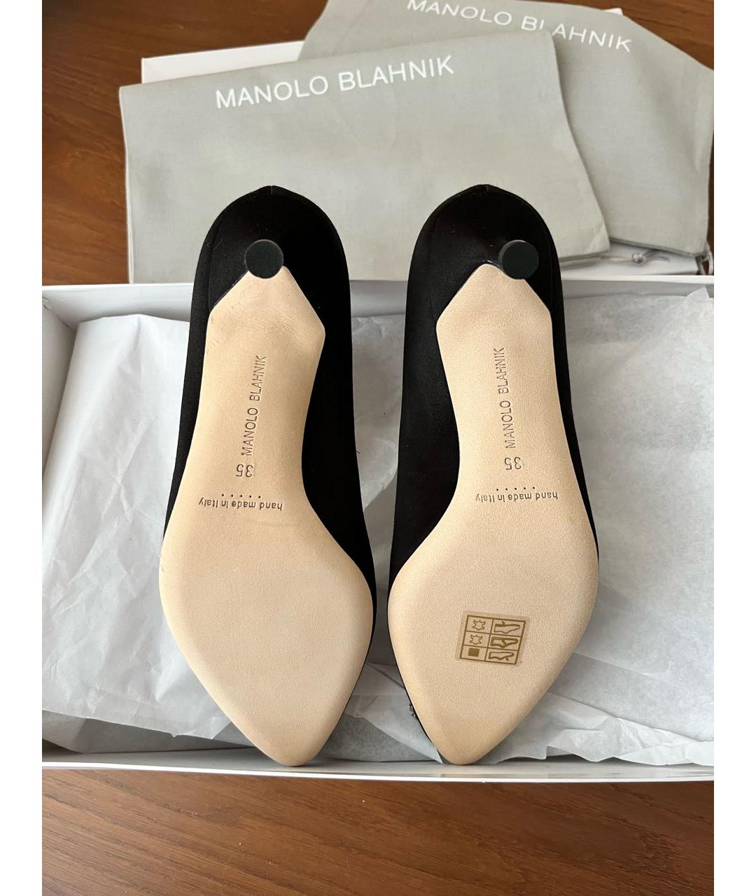 MANOLO BLAHNIK Черные текстильные туфли, фото 5