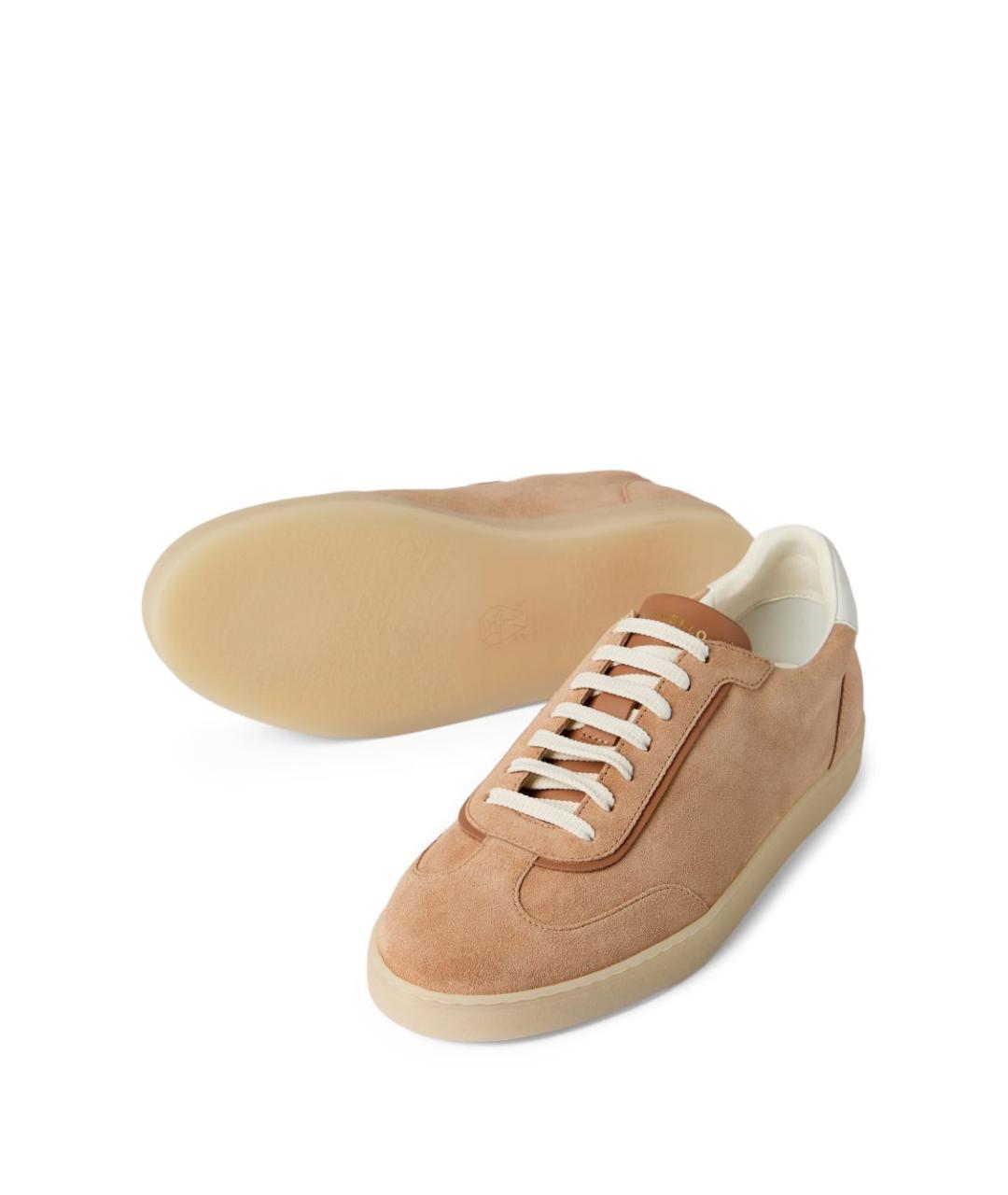 BRUNELLO CUCINELLI Бежевые замшевые низкие кроссовки / кеды, фото 5