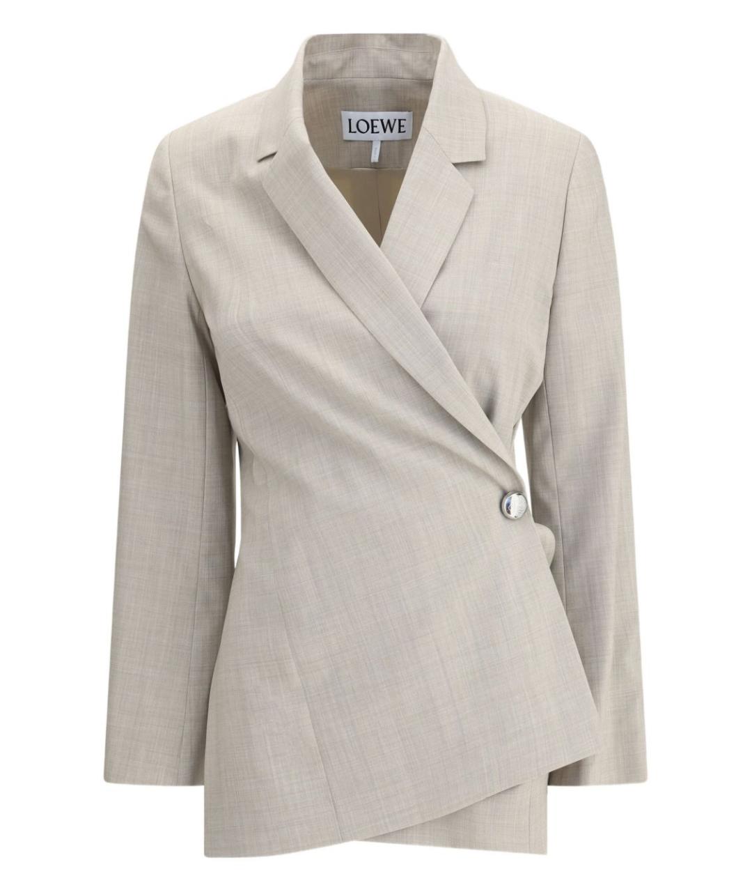 LOEWE Бежевый шерстяной жакет/пиджак, фото 1