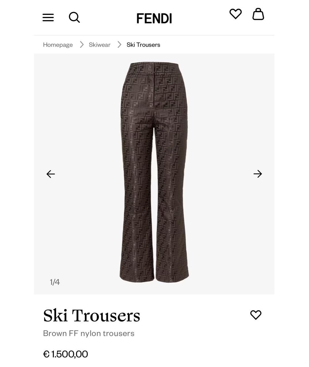 FENDI Коричневые прямые брюки, фото 4