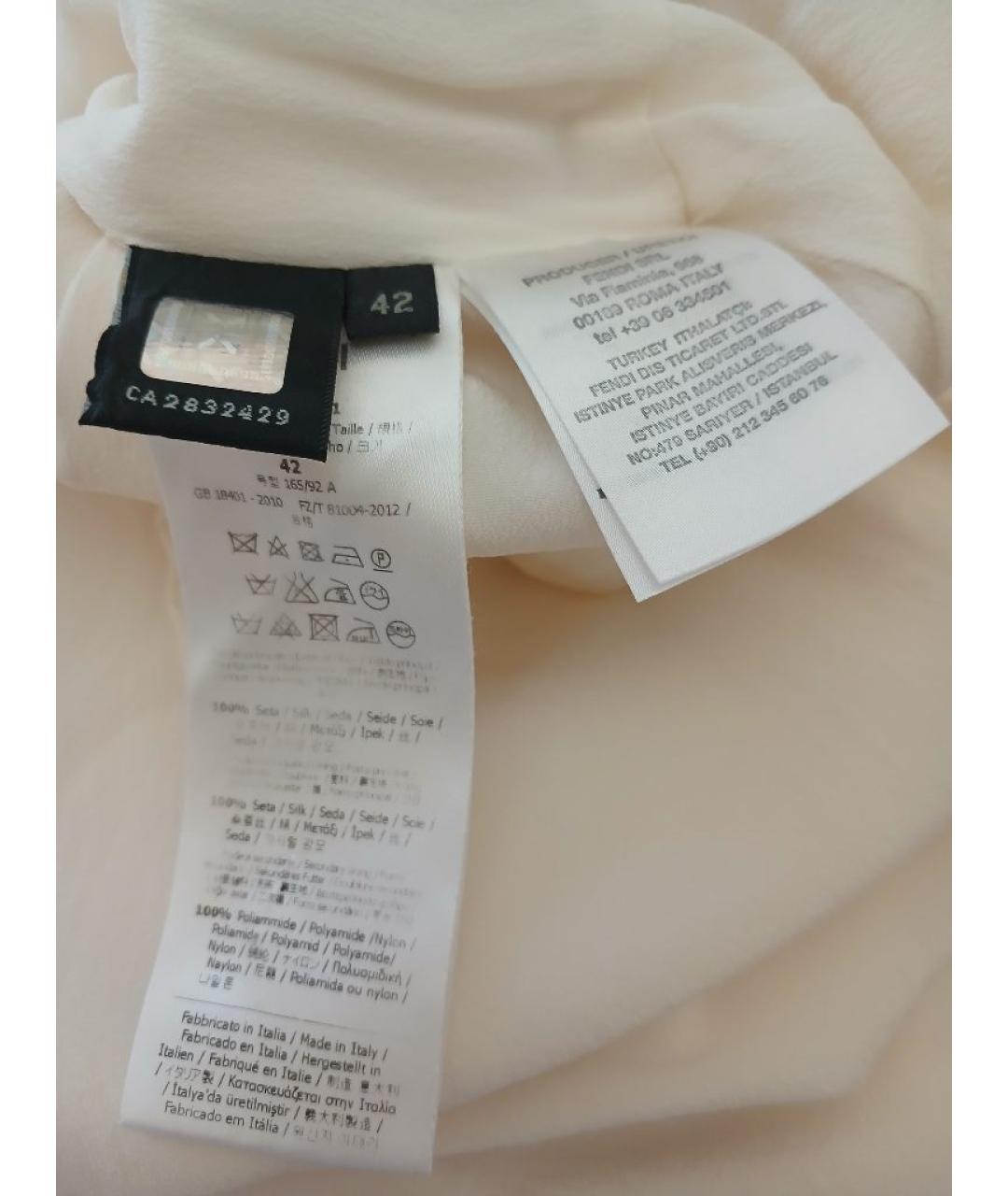 FENDI Бежевое шелковое повседневное платье, фото 6