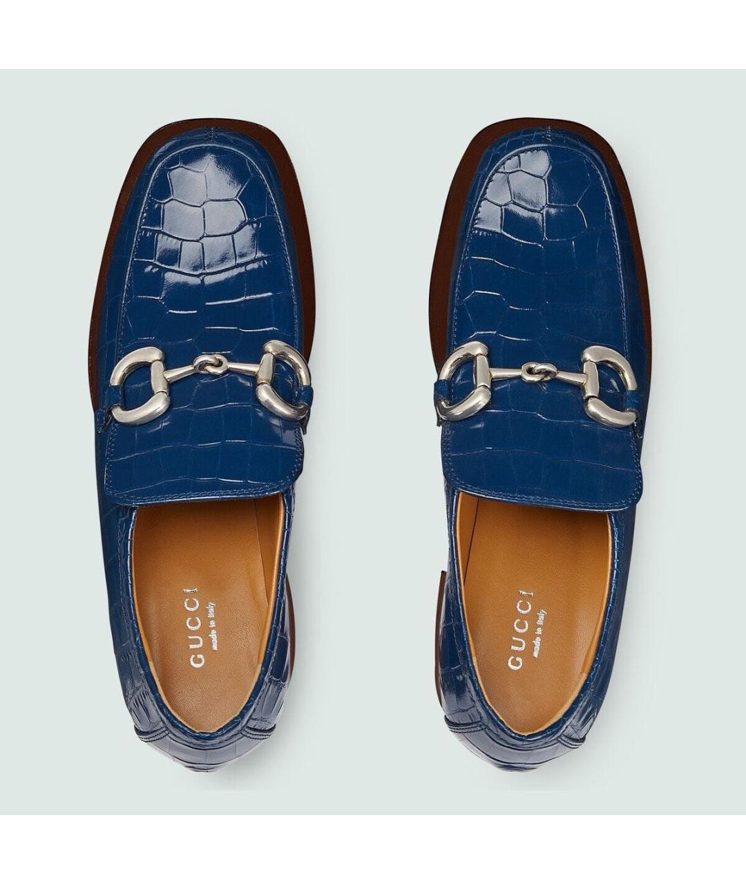 GUCCI Синие кожаные туфли, фото 3