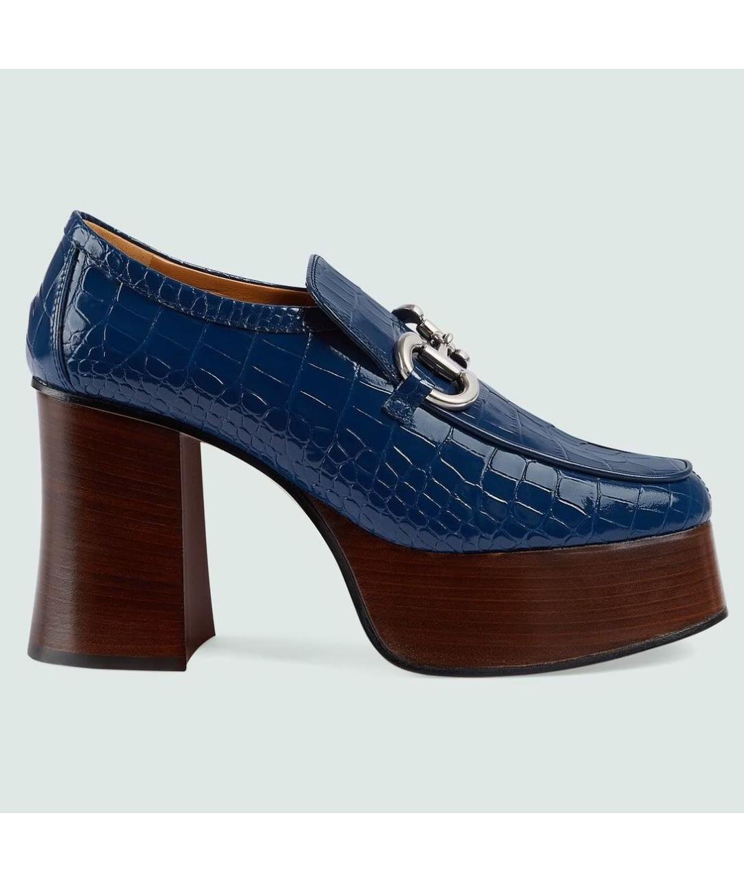 GUCCI Синие кожаные туфли, фото 4