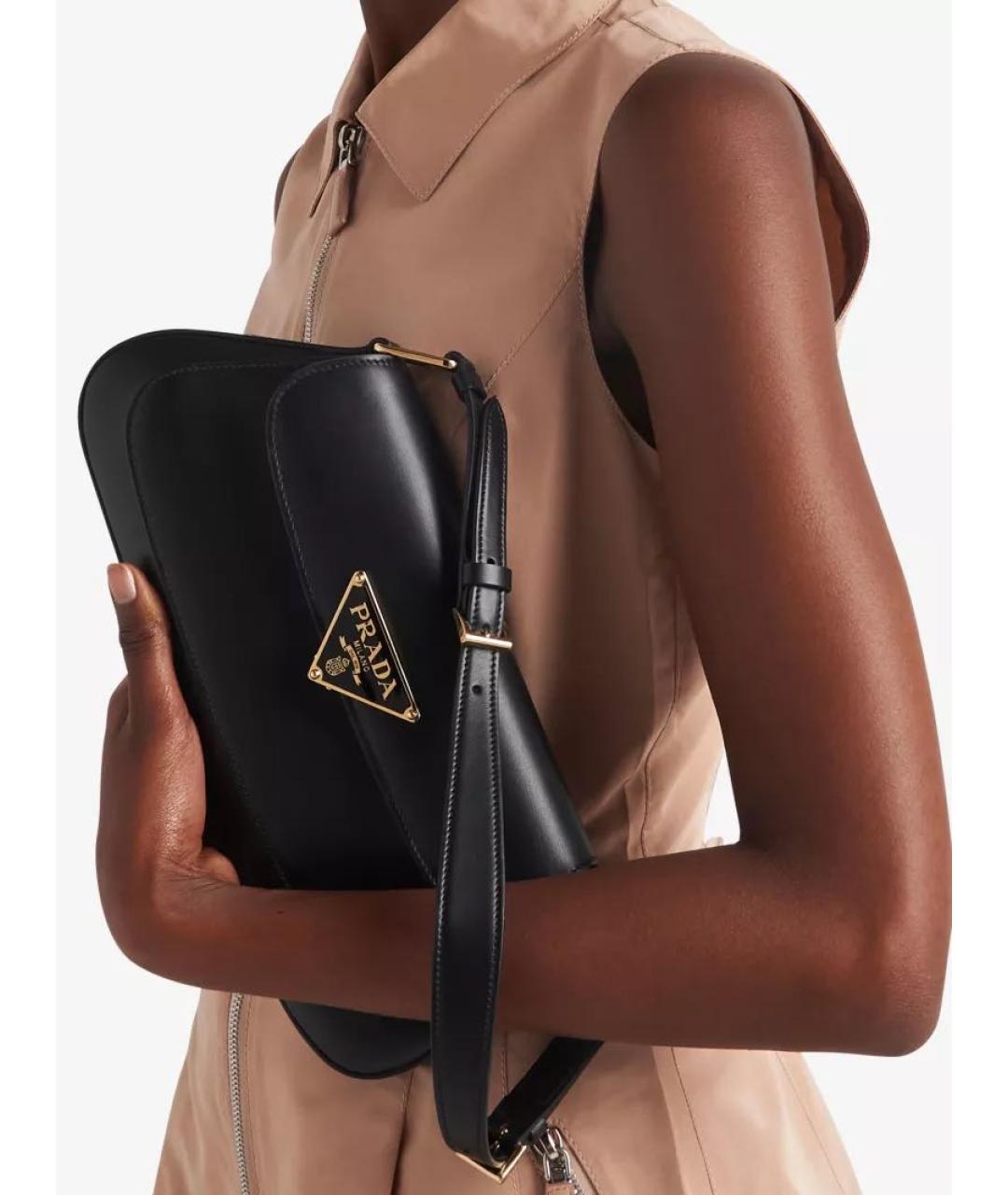 PRADA Черная кожаная сумка через плечо, фото 5